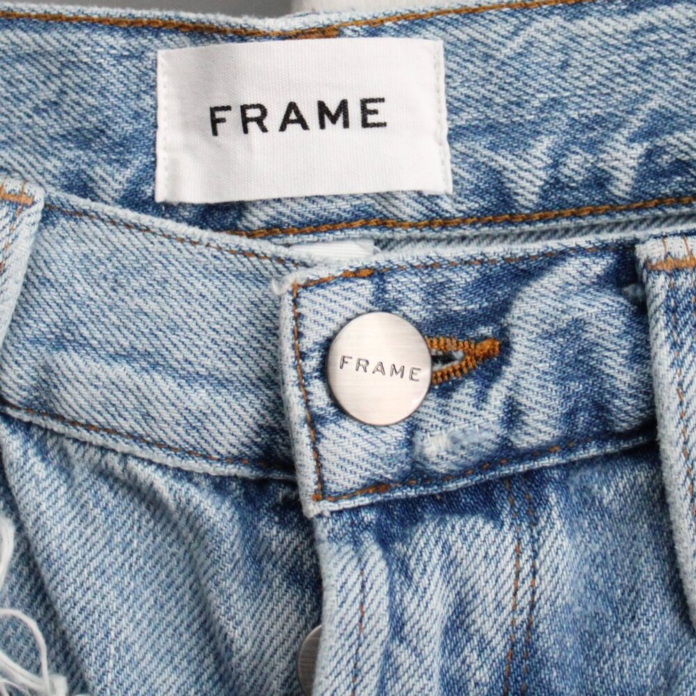 Frame Denim Light Wash Distressed High-Rise Double Layer Jeans - Picture 9 of 11